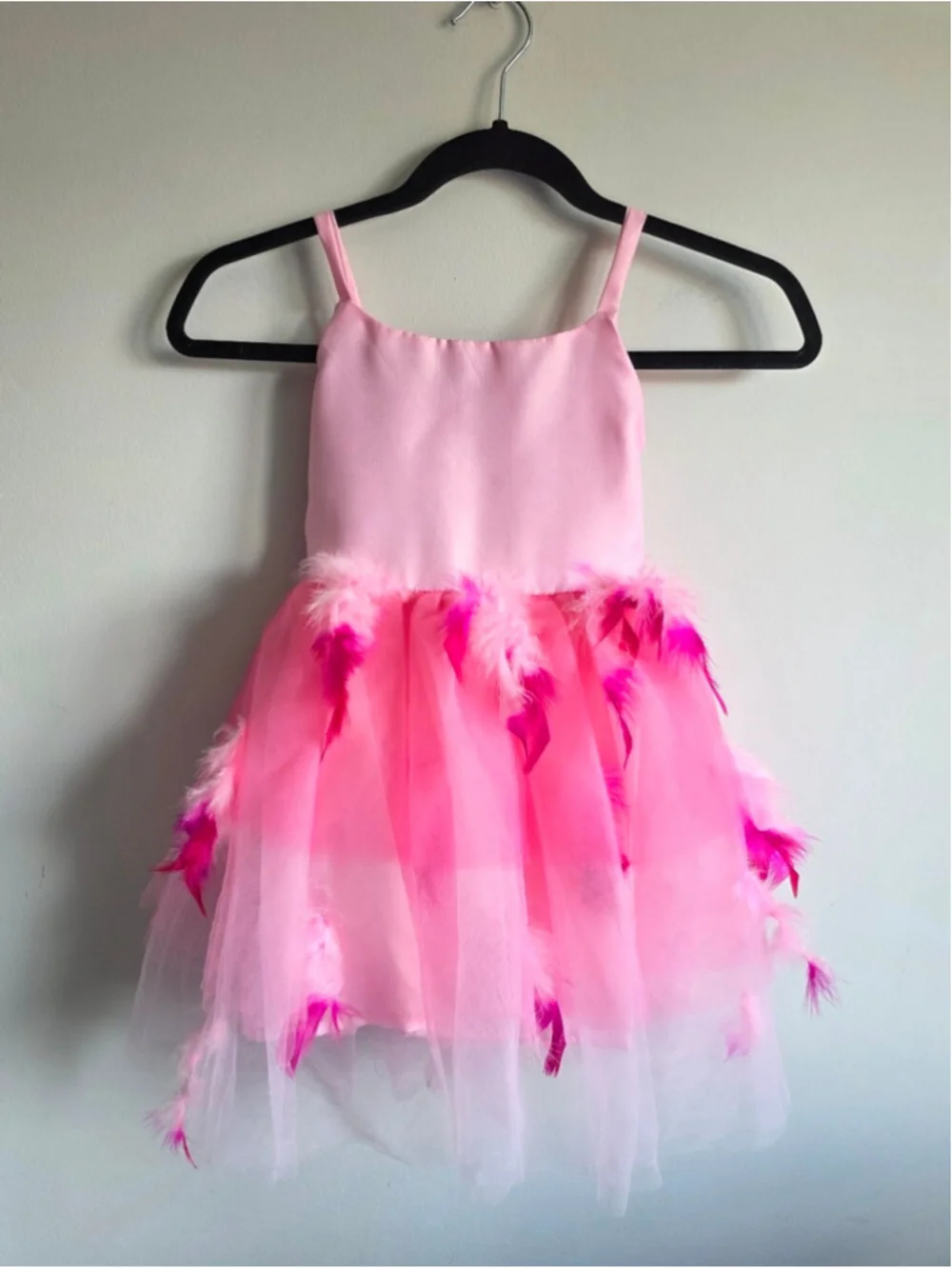 Pottery Barn Kids Pink Feather Tulle Dress Girls Size 4-6 Princess Party Dress
